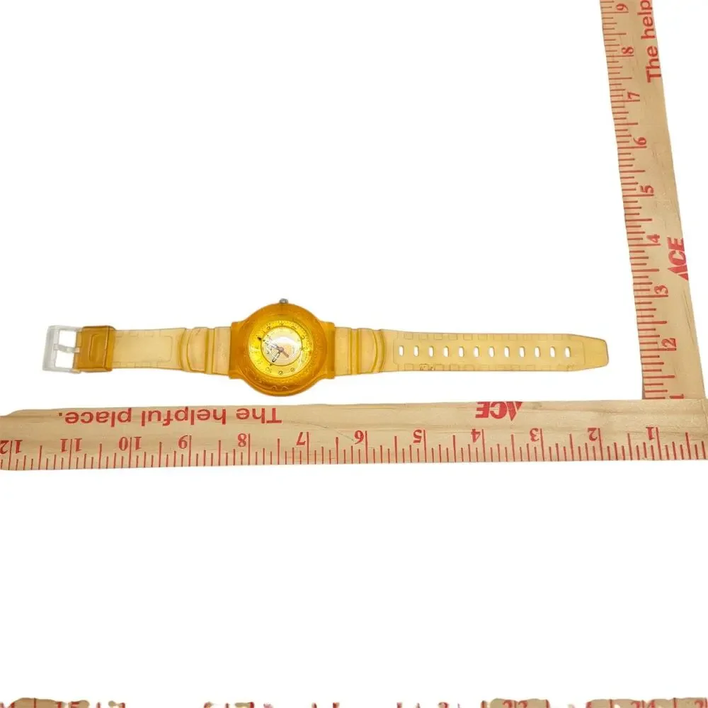 Vintage Y2K Aqua By Alexis Yellow Translucent Jelly Watch Bubble Dial Surf READ